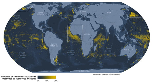 Global analysis shows where fishing vessels turn off their identification devices